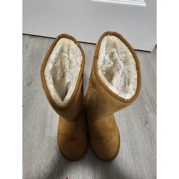 Womens UGG AUSTRALIA 218507 chestnut sheepskin tall comfy winter boots sz 6 - Picture 5 of 7